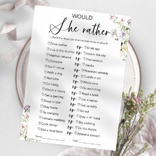 Invitation Jeu de Salle de Mariage 'Préfèrerait-Elle'