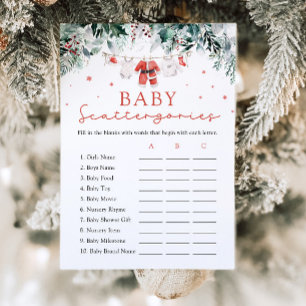 Invitation Jeu de Scattergories Baby Shower Red Christmas San