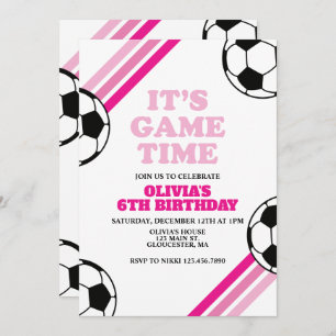 Invitation Jeu de soccer Heure Pink Striday