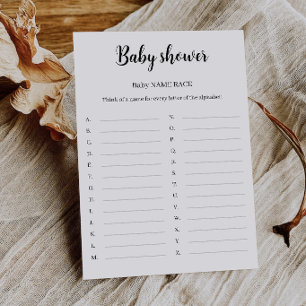 Invitation Jeu de société de course de noms de bébé,
