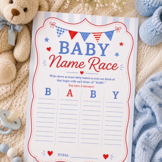 Invitation Jeu de société de course de noms de bébé (Créateur téléchargé)