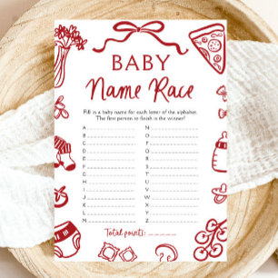 Invitation Jeu de société de course de noms de bébé italiens 