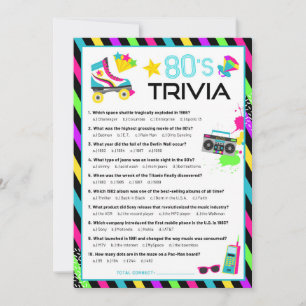 Invitation Jeu de société de trivia sur les années 80