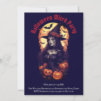 Invitation Jeu de sorcière d'Halloween pour adultes Vintage g