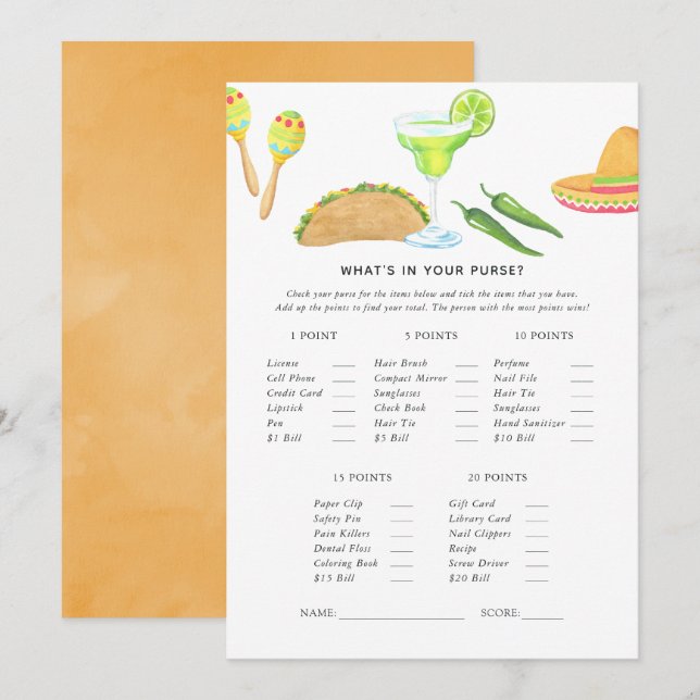 Invitation Jeu de taco de fiesta mexicaine (Devant / Derrière)