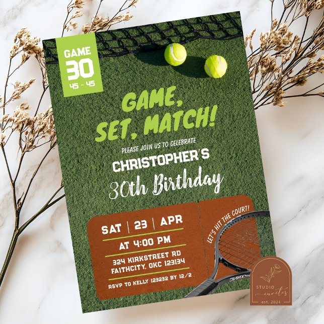 Invitation Jeu de tennis Set Match Anniversaire (Créateur téléchargé)