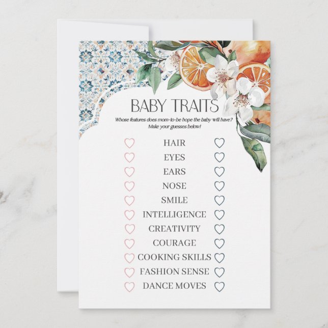 Invitation Jeu de Traits de Bébé Italien de Tuile Côtière de  (Devant)