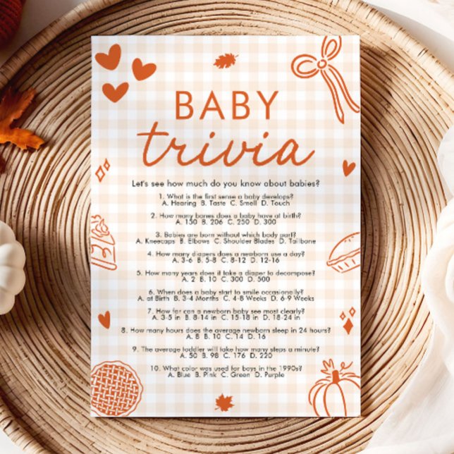Invitation Jeu de Trivia de Bébé à la Main pour Baby Shower d (Fall Hand Drawn Baby Shower Baby Trivia Game)