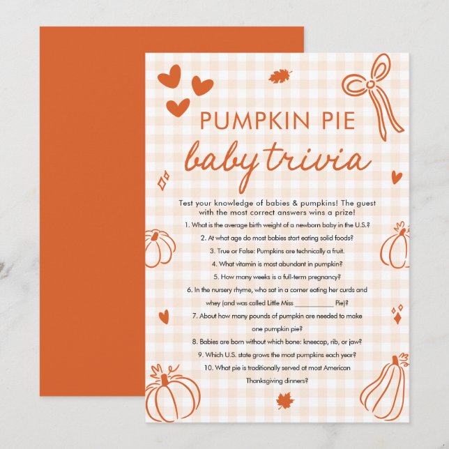 Invitation Jeu de trivia pour bébé à la douche de bébé citrou (Devant / Derrière)