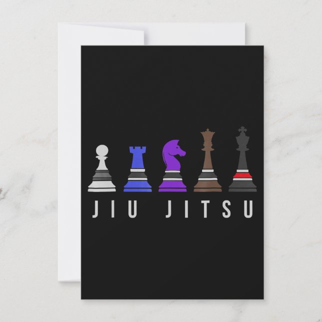 Invitation jeu d'échec jiu jitsu, cadeau bjj avec texte. (Devant)