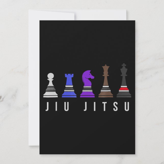 Invitation jeu d'échec jiu jitsu, cadeau bjj avec texte. (Devant)