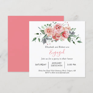 Invitation Jeu d'engagement Blush Rose Script Floral