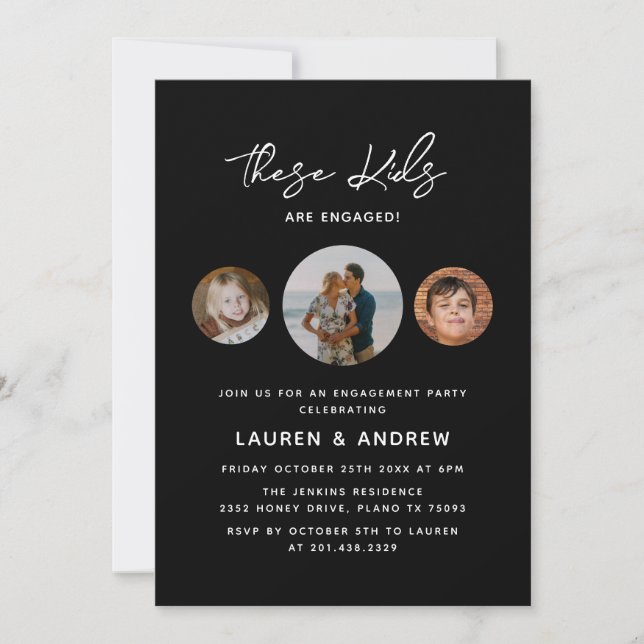 Invitation Jeu d'engagement de script photo Black Funy modern (Devant)