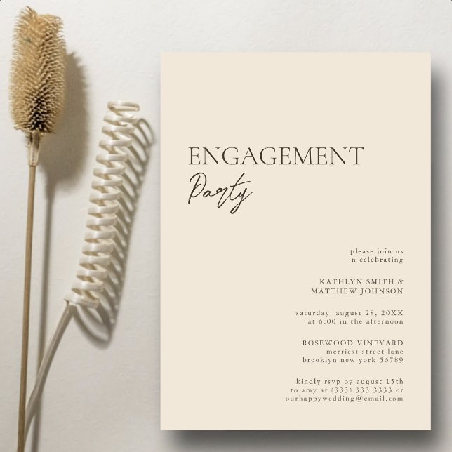 Invitation Jeu d'engagement de script Whimsical moderne beige (Créateur téléchargé)