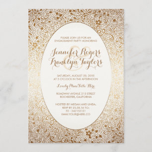 Invitation Jeu d'engagement Gold Floral Vintage White