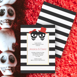 Invitation Jeu d'engagement mariage Halloween rouge crâne