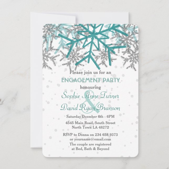 Invitation Jeu d'engagement pour les flocons de neige turquoi (Devant)