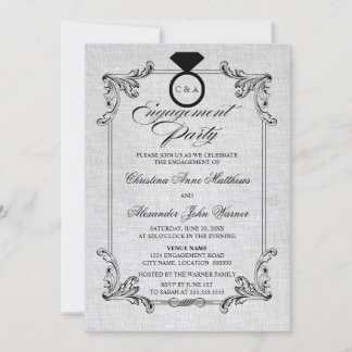 Invitation Jeu d'engagement vintage de la ligne et de l'ornem