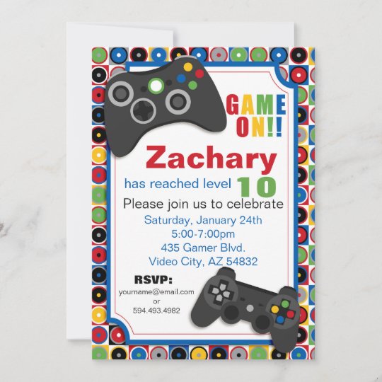 Invitation Jeu Dessus Fete D Anniversaire De Theme De Jeu Zazzle Fr