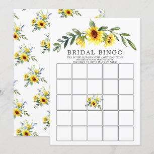 Invitation Jeu d'Fête de l'mariée de Yellow Sunflower BINGO