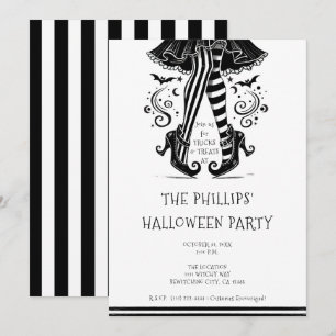 Invitation Jeu d'Halloween blanc et noir