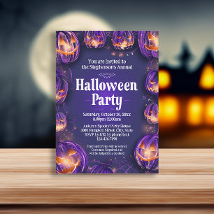 Invitation Jeu d'Halloween violet Jack-O-lanterne