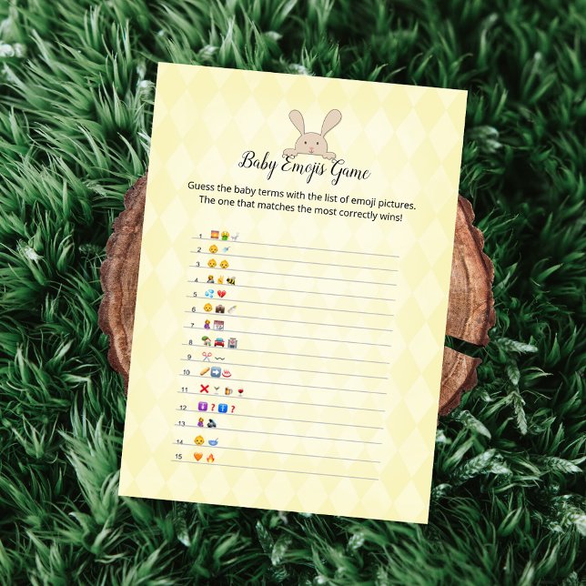 Invitation Jeu d'images d'émoji bébé Argyle jaune Lapin bronz (Créateur téléchargé)
