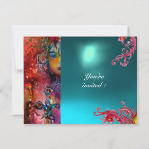 Invitation Jeu EXCALIBUR rouge vif, bleu rose orange bleu