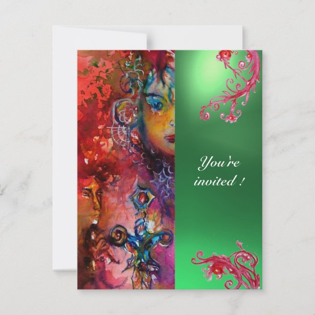 Invitation Jeu EXCALIBUR rouge vif, bleu rose orange vert (Devant)