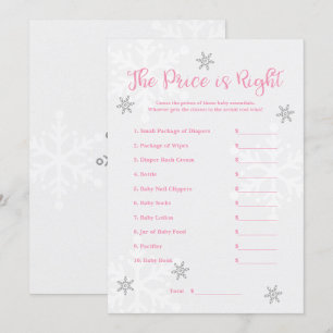 Invitation Jeu flocon de neige rose et argent The Price is Ri