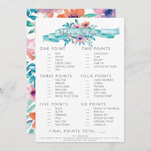 Invitation Jeu floral bleu rose de bourse de Fête de la