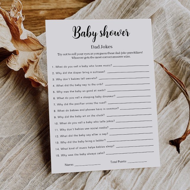 Invitation Jeu imprimable de blagues de papa pour Baby Shower (Baby Shower Dad Jokes Game Printable, Invitation)