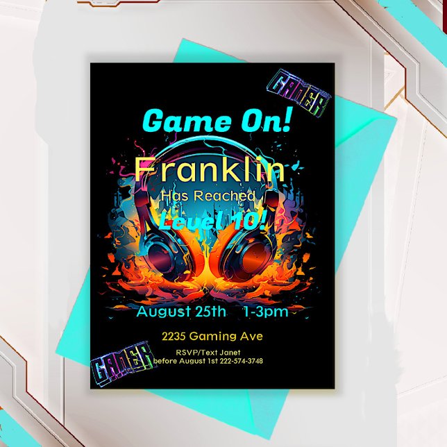 Invitation Jeu On, Niveau Suivant, Joueur Un Jeu Vidéo (Créateur téléchargé)