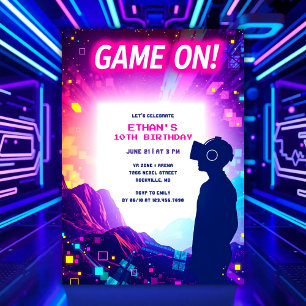 Invitation Jeu On pour Enfants & Gamers VR Anniversaire