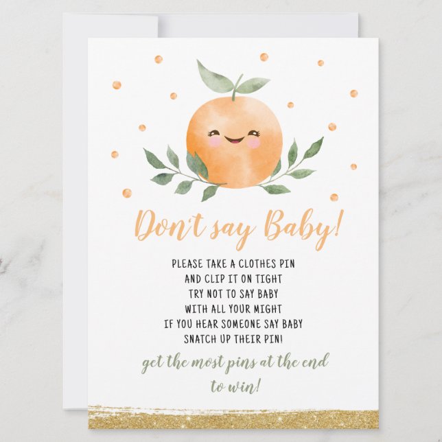 Invitation Jeu Orange Little Cutie Ne Dis Pas Bébé (Devant)