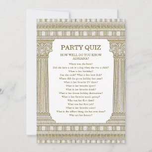 Invitation Jeu-Quiz Toga Anniversaire avec colonnes de temple