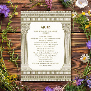 Invitation Jeu-Quiz Toga Anniversaire avec colonnes de temple