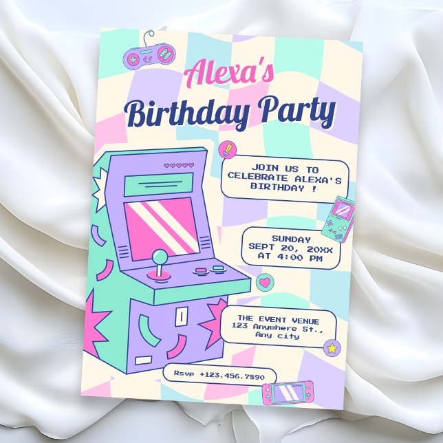 Invitation jeu rétro d'anniversaire (Créateur téléchargé)