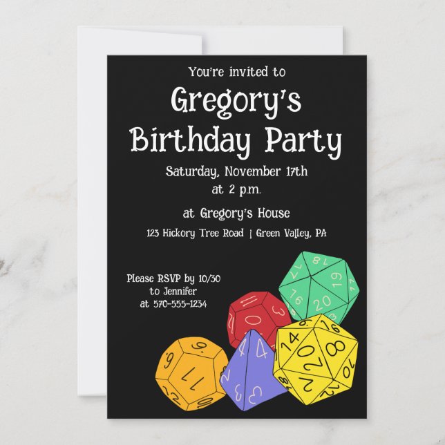 Invitation Jeu RPG Dice, Conseil, Jeux d'Imaginaire (Devant)