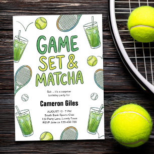 Invitation Jeu Set et Matcha Surprise Tennis pour un Annivers