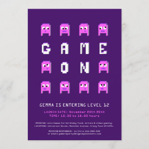 Invitation Jeu sur les filles roses jeu 12ème anniversaire fê