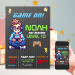 Invitation Jeu Sur Niveau Up Fun Vidéo Jeu Anniversaire Fête<br><div class="desc">Réalisées avec précision et attention aux détails, nos invitations présentent des graphismes épurés, des couleurs vives et des symboles iconiques qui résonnent chez les joueurs de tous âges. Que vous soyez l'hôte d'une soirée de jeux, d'un bain d'anniversaire ou d'une célébration de jalon, nos invitations à des jeux vidéo donnent...</div>