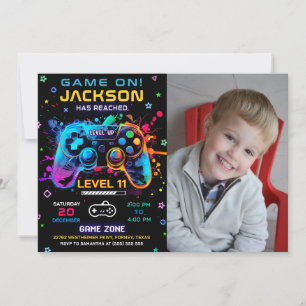 Invitation Jeu Sur Niveau Up Vidéo Jeu Anniversaire Photo