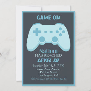 Invitation Jeu Vidéo Fête de Joueur Dixième Anniversaire du