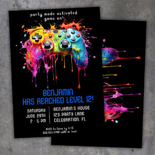 Invitation Jeu vidéo Gamer Boy Anniversaire Party