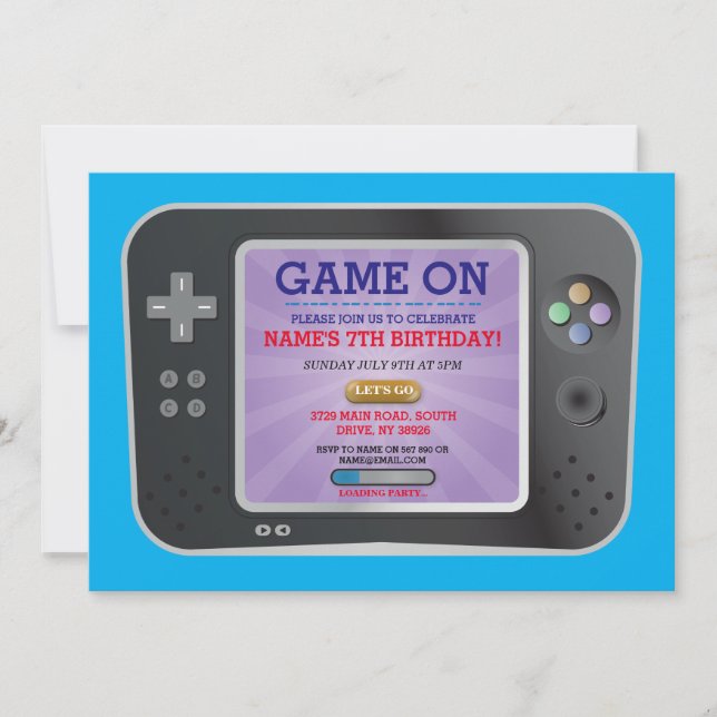 Invitation Jeu vidéo Jeu d'anniversaire Gamer On Console Invi (Devant)