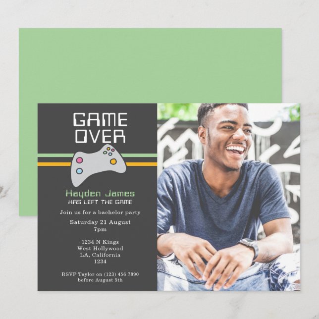 Invitation Jeu Vidéo Ordinateur Sur La Partie De Batchelor (Devant / Derrière)