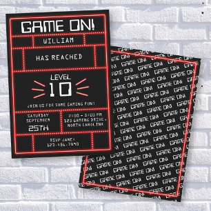 Invitation Jeu vidéo Retro Arcade Neon Anniversaire de enfant