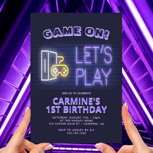 Invitation Jeu Vidéo Sur Neon 1er Anniversaire