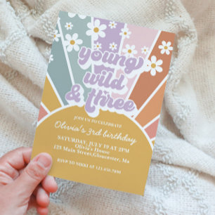 Invitation Jeune et sauvage trois Retro Sunshine Rainbow Dais